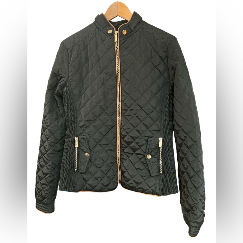 Youth size 16 quilted faux fur jacket in black 16